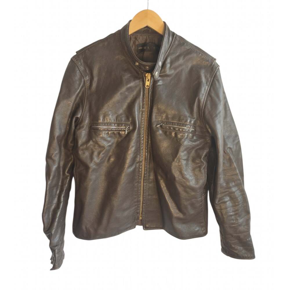 Vintage AMF Harley-Davidson 1970s Brown Leather Moto Jacket 42